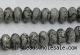 CPT120 15.5 inches 6*10mm faceted rondelle grey picture jasper beads