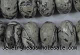 CPT135 15.5 inches 12*20mm faceted rondelle grey picture jasper beads