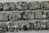 CPT152 15.5 inches 10*14mm faceted rectangle grey picture jasper beads