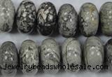 CPT161 15.5 inches 10*18mm rondelle grey picture jasper beads