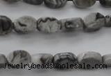 CPT185 15.5 inches 4*6mm oval grey picture jasper beads wholesale