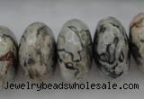 CPT197 15.5 inches 9*16mm faceted rondelle grey picture jasper beads