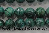 CPT216 15.5 inches 12mm faceted round green picture jasper beads