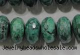 CPT226 15.5 inches 10*18mm faceted rondelle green picture jasper beads