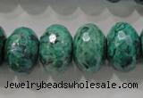 CPT227 15.5 inches 12*20mm faceted rondelle green picture jasper beads