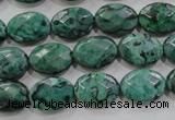 CPT237 15.5 inches 10*14mm faceted oval green picture jasper beads