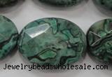 CPT243 15.5 inches 22*30mm faceted oval green picture jasper beads