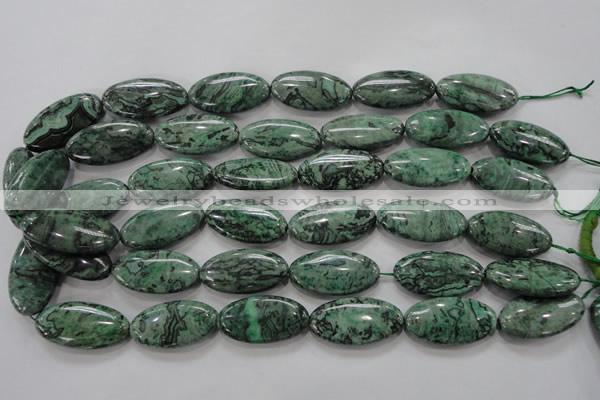 CPT246 15.5 inches 15*30mm marquise green picture jasper beads