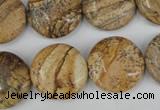 CPT258 15.5 inches 18mm flat round picture jasper beads wholesale