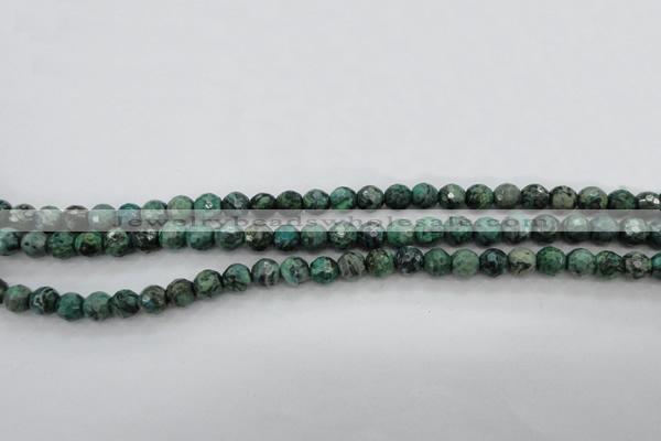 CPT303 15.5 inches 6mm faceted round green picture jasper beads