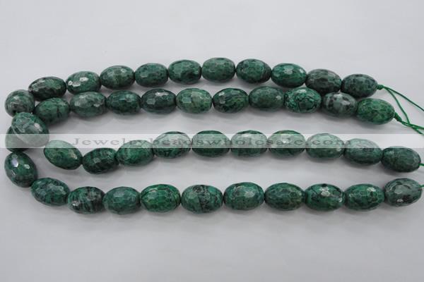 CPT305 15.5 inches 13*18mm faceted rice green picture jasper beads