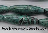 CPT307 15.5 inches 12*40mm rice green picture jasper beads