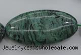 CPT324 15.5 inches 25*50mm oval green picture jasper beads