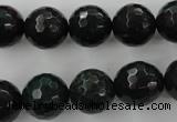 CPT405 15.5 inches 14mm faceted round green picture jasper beads