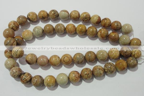 CPT456 15.5 inches 16mm round picture jasper beads wholesale