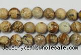 CPT502 15.5 inches 8mm faceted round picture jasper beads wholesale