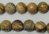 CPT504 15.5 inches 12mm faceted round picture jasper beads wholesale