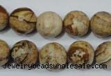 CPT505 15.5 inches 14mm faceted round picture jasper beads wholesale