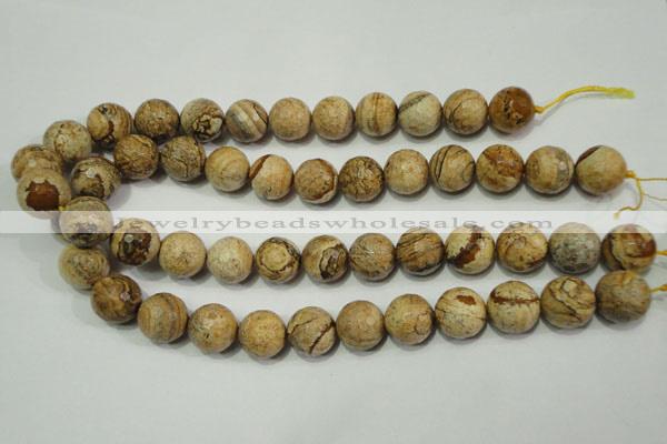 CPT506 15.5 inches 16mm faceted round picture jasper beads wholesale