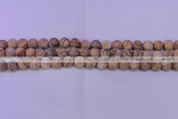 CPT522 15.5 inches 8mm round matte picture jasper beads