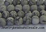 CPT571 15.5 inches 6mm round matte grey picture jasper beads