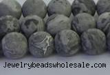 CPT572 15.5 inches 8mm round matte grey picture jasper beads