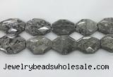 CPT582 30*40mm - 32*42mm faceted octagonal grey picture jasper beads