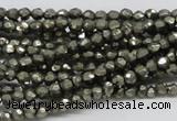 CPY03 16 inches 4mm faceted round pyrite gemstone beads wholesale