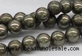 CPY07 16 inches 10mm round pyrite gemstone beads wholesale