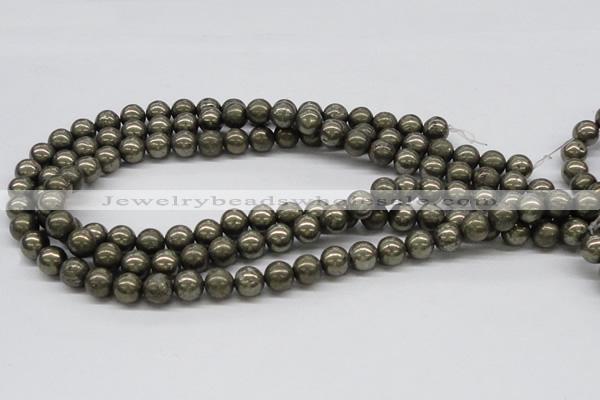 CPY07 16 inches 10mm round pyrite gemstone beads wholesale