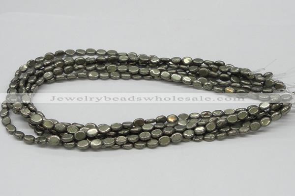 CPY11 16 inches 6*8mm oval pyrite gemstone beads wholesale