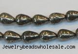 CPY132 15.5 inches 8*12mm teardrop pyrite gemstone beads wholesale