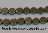 CPY151 15.5 inches 8mm coin pyrite gemstone beads wholesale