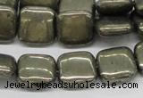 CPY18 16 inches 14*14mm square pyrite gemstone beads wholesale