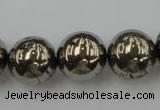 CPY207 15.5 inches 16mm round pyrite gemstone beads wholesale