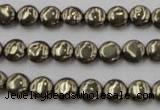 CPY220 15.5 inches 8mm flat round pyrite gemstone beads wholesale