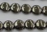 CPY222 15.5 inches 12mm flat round pyrite gemstone beads wholesale