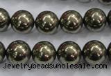 CPY25 16 inches 14mm round pyrite gemstone beads wholesale