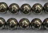 CPY26 16 inches 16mm round pyrite gemstone beads wholesale