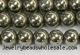 CPY260 15.5 inches 4mm round pyrite gemstone beads wholesale