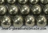 CPY261 15.5 inches 6mm round pyrite gemstone beads wholesale