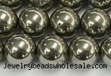 CPY262 15.5 inches 8mm round pyrite gemstone beads wholesale