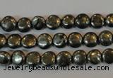 CPY300 15.5 inches 7mm flat round pyrite gemstone beads wholesale