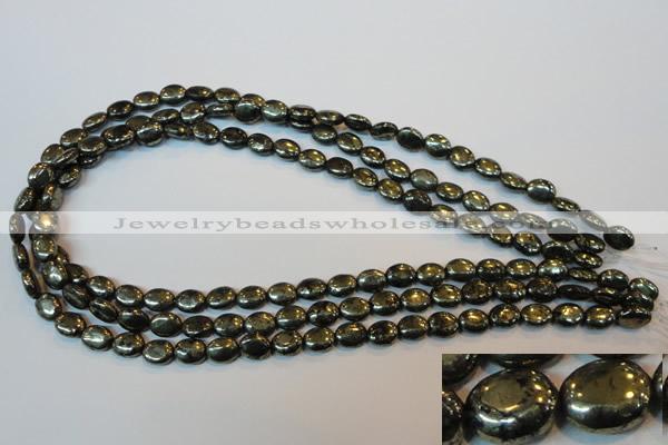 CPY310 15.5 inches 7*9mm oval pyrite gemstone beads wholesale