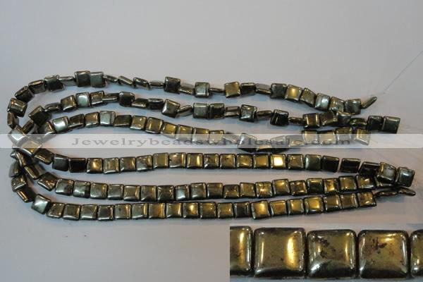 CPY315 15.5 inches 8*8mm square pyrite gemstone beads wholesale