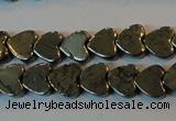 CPY330 15.5 inches 6*6mm heart pyrite gemstone beads wholesale