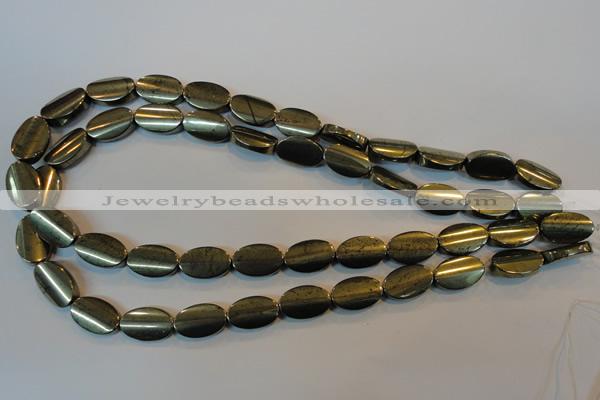 CPY334 15.5 inches 10*16mm twisted oval pyrite gemstone beads