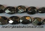 CPY343 15.5 inches 10*14mm faceted oval pyrite gemstone beads wholesale