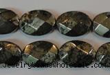 CPY344 15.5 inches 13*18mm faceted oval pyrite gemstone beads wholesale