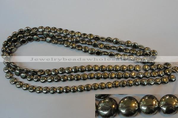 CPY35 16 inches 8mm coin pyrite gemstone beads wholesale